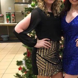 Black and gold cocktail dress